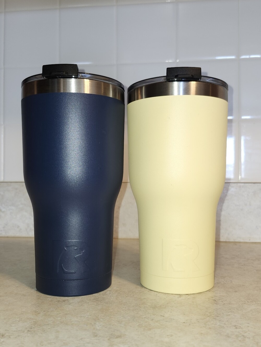 Set Of 2 Rtic 30oz Tumblers Yellow And Navy Blue